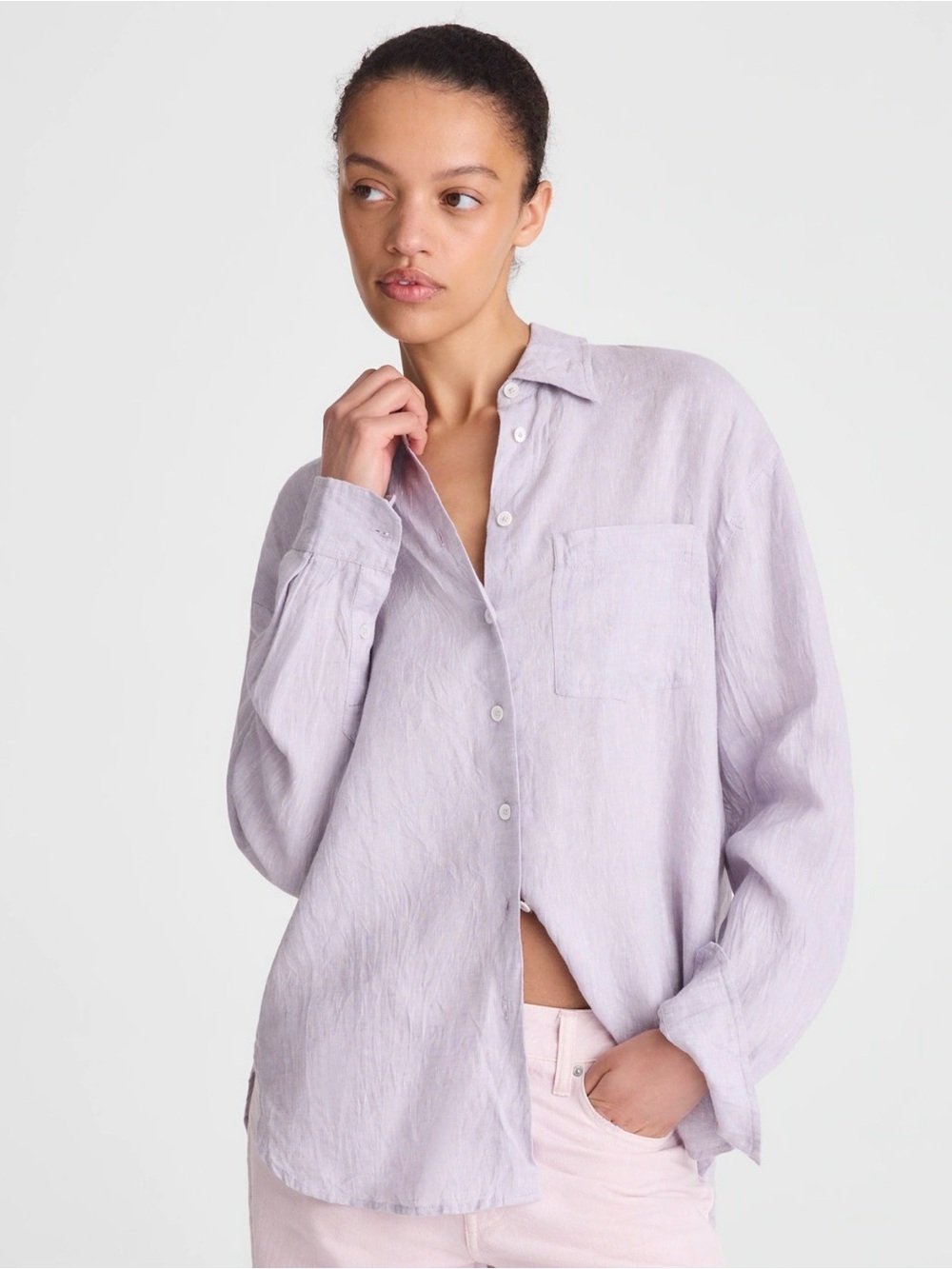 Madewell The Easy Shirt 100% Linen Lilac Sz XL NWT $110